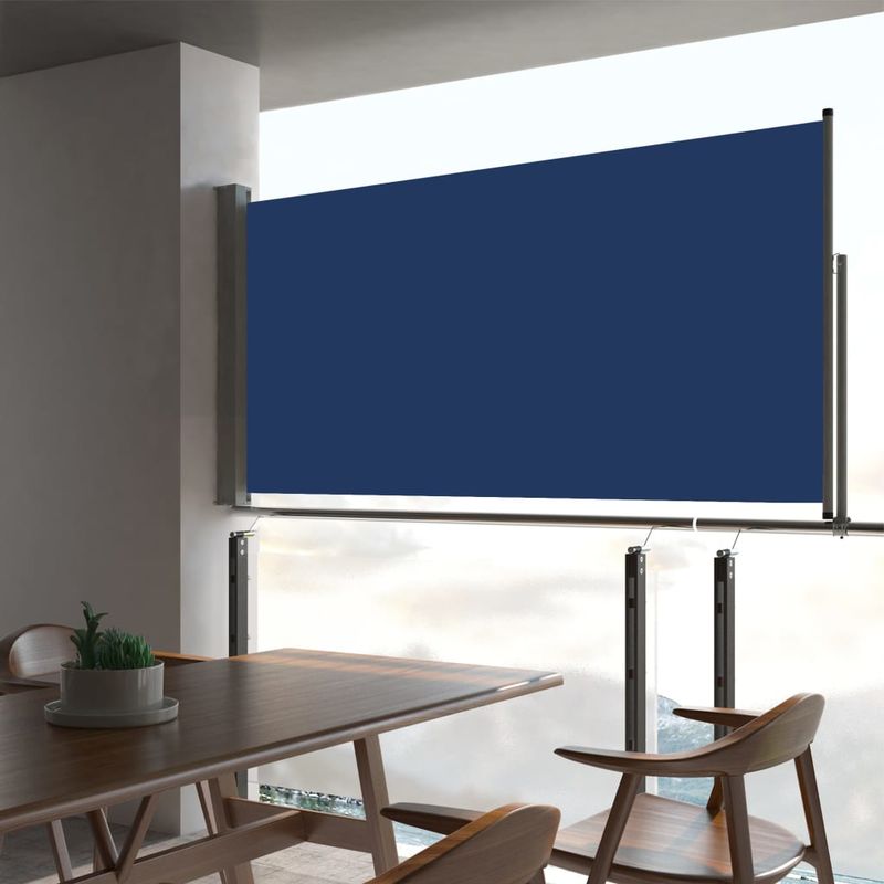 Auvent lateral retractable de patio 80x300 cm Bleu