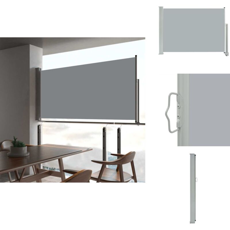 Auvent latéral rétractable de patio 80x300 cm Gris - Store Latéral - Parasol - Écran De Jardin - Voile D'ombrage - Protection Solaire