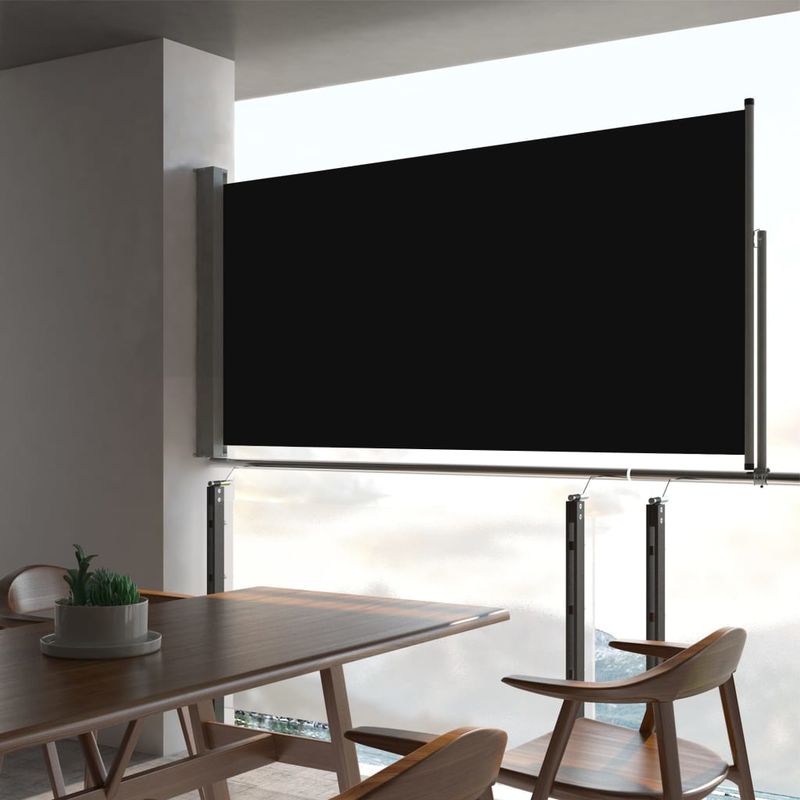 Auvent lateral retractable de patio 80x300 cm Noir