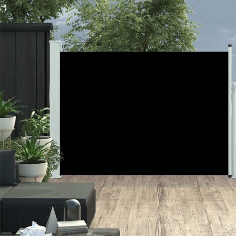 Auvent latéral rétractable de patio - Auvent de jardin Soleil imperméable 100x500 cm Noir BV736505 - BonneVie