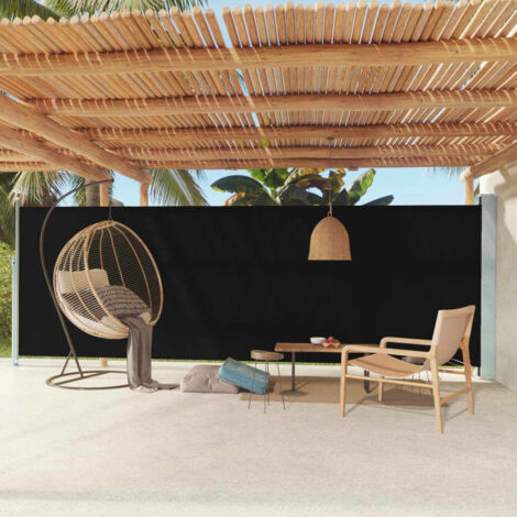 Auvent latéral rétractable de patio - Auvent de jardin Soleil imperméable 180x600 cm Noir BV639715 - BonneVie