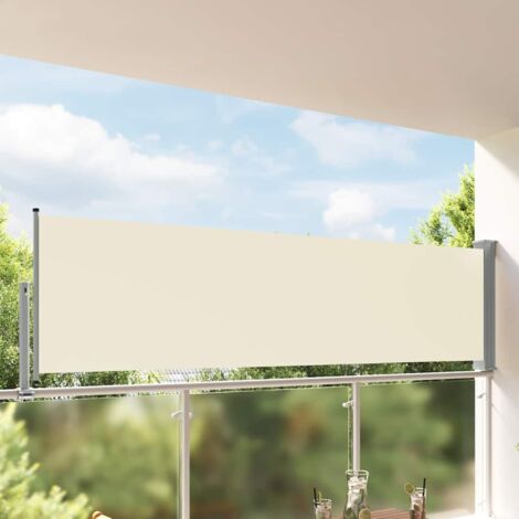Auvent latéral rétractable de patio  Paravent extérieur  Brise Vue Rétractable pour Jardin, Balcon, terrasse 100 x 300 cm Blanc cassé NDTN5627301