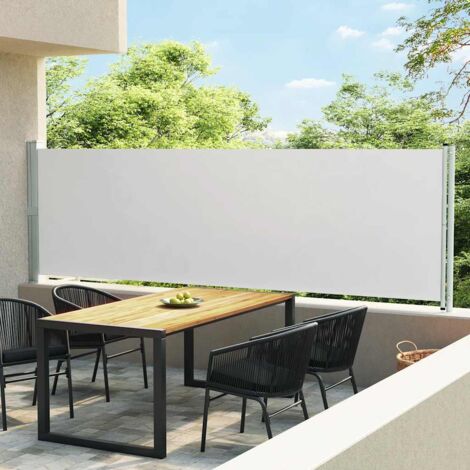 Auvent latéral rétractable de patio Paravent extérieur Brise Vue Rétractable pour Jardin, Balcon, terrasse 140x600 cm Crème NDTN4644483