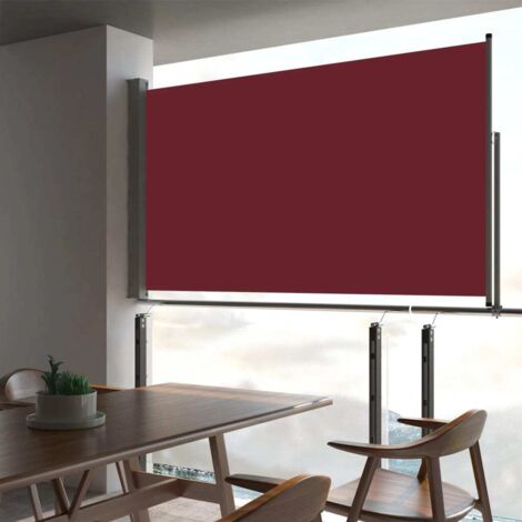Auvent latéral rétractable de patio  Store Banne Auvent de jardin 140 x 300 cm Rouge 10786