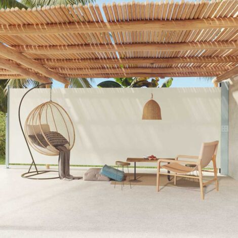 Auvent latéral rétractable de patio-Store banne rétractable de balcon 200x600 cm Crème 111786