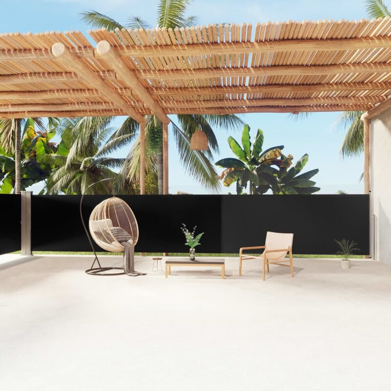 INLIFE Auvent latéral rétractable Noir 140x1200 cm