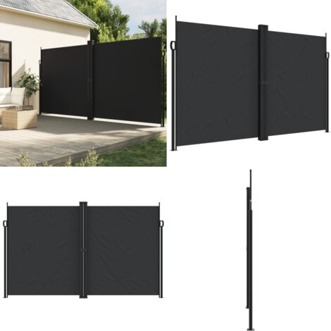 Auvent latéral rétractable noir 200x600 cm - Parasol - Écran D'intimité - Brise Vue - Voile D'ombrage - Auvent Lateral - Home & Living