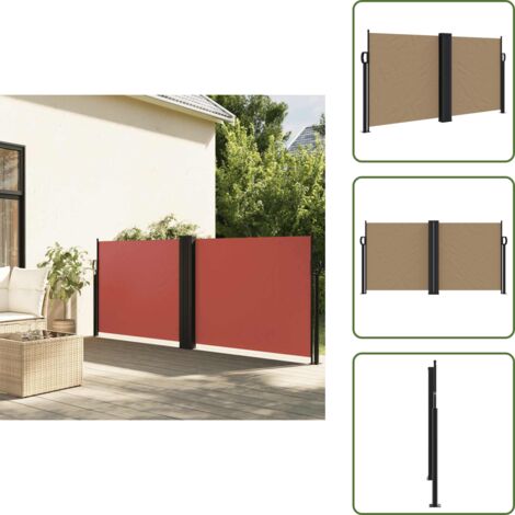 Auvent latéral rétractable taupe 120x1000 cm - Parasol - Écran D'intimité - Brise Vue - Voile D'ombrage - Auvent Lateral