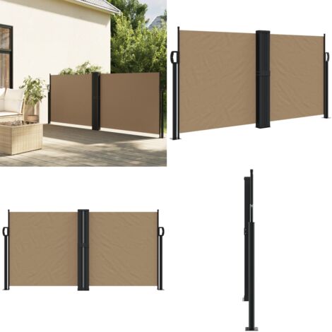Auvent latéral rétractable taupe 120x1000 cm - Parasol - Écran D'intimité - Brise Vue - Voile D'ombrage - Auvent Lateral - Home & Living