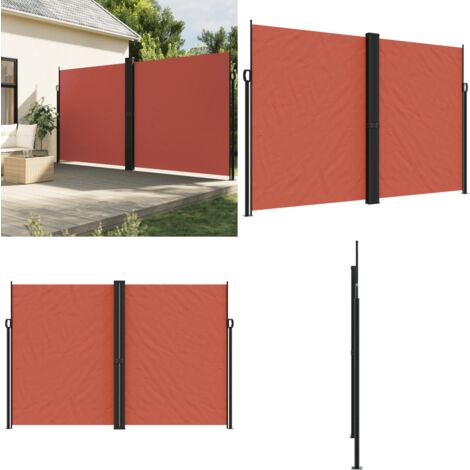 Auvent latéral rétractable terre cuite 220x1000 cm - Parasol - Écran D'intimité - Brise Vue - Voile D'ombrage - Auvent Lateral - Home & Living