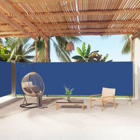 Auvent latéral  Store Banne Solaire abri  Marquise Brise-soleil rétractable Bleu 180x1000 cm LKOWF36058