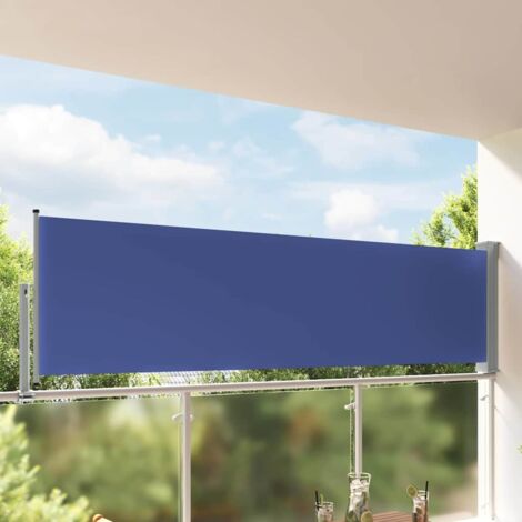 Auvent latéral  Store Banne Solaire abri  Marquise Brise-soleil rétractable de patio 100x300 cm Bleu LKOWF82731