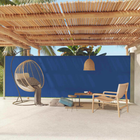 Auvent latéral  Store Banne Solaire abri  Marquise Brise-soleil rétractable de patio 180x600 cm Bleu LKOWF86981