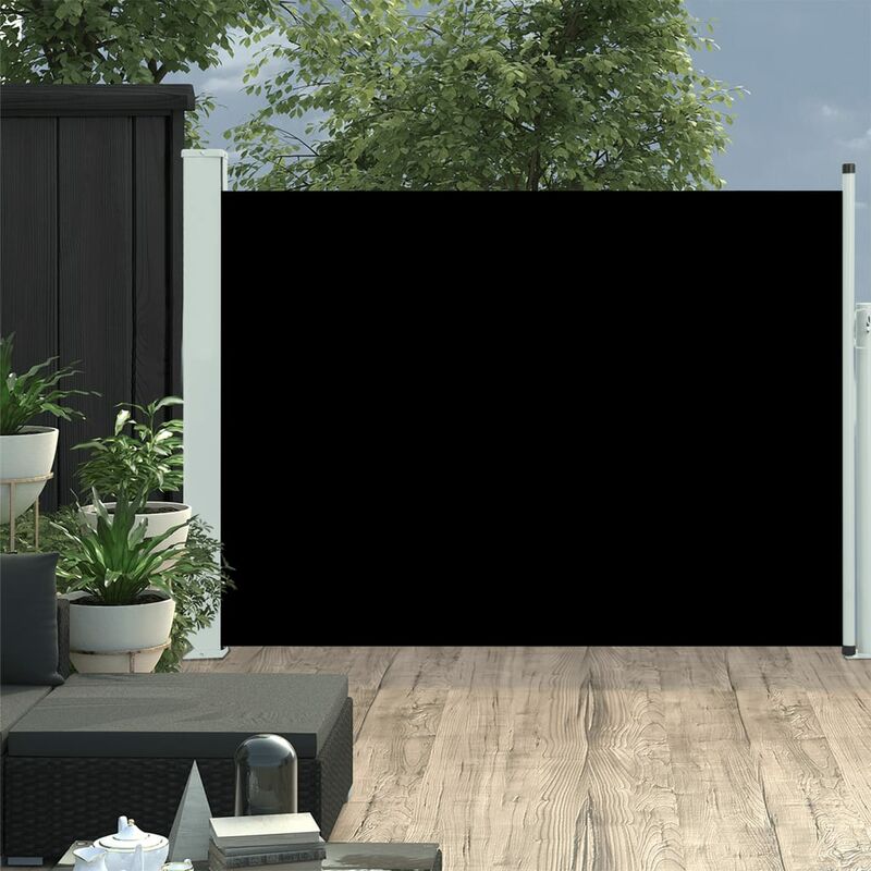 Auvent latéral rétractable de patio 100x500 cm Noir - Noir