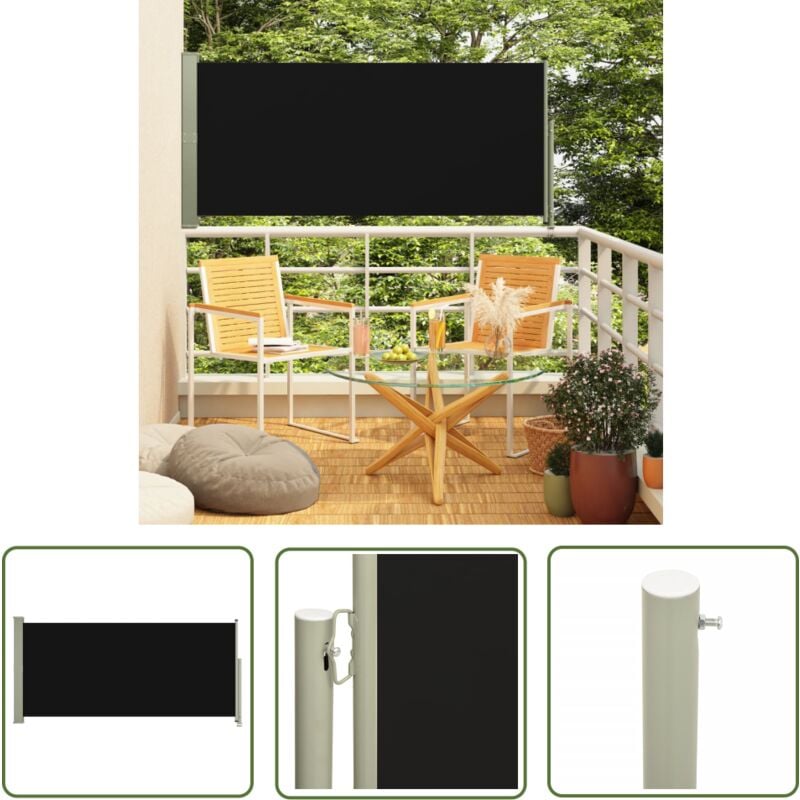 Maison Exclusive - The Living Store Auvent latéral rétractable de patio 140x300 cm Noir - Parasol - Auvent - Écran De Jardin - Parasol Lateral