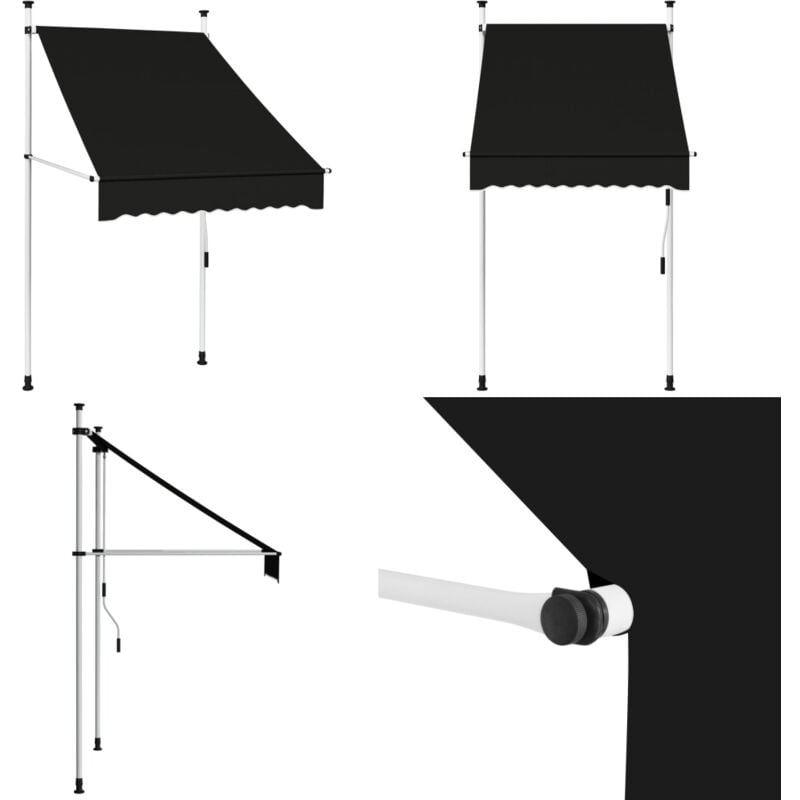 Auvent manuel rétractable 100 cm anthracite - Auvent Retractable - Store Banniere - Parasol Exterieur - Abri Solaire - Protection Soleil - Home &