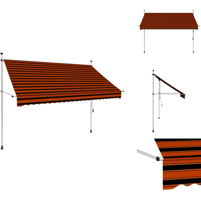 Auvent manuel rétractable 250 cm Orange et marron - Auvent Retractable - Store Banne - Abri Solaire - Protection Soleil - Jardin