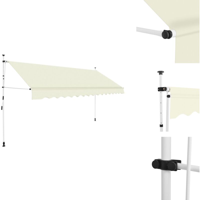 Auvent manuel rétractable 350 cm Crème - Auvent Retractable - Store Banne - Parasol - Abri Solaire - Protection Soleil