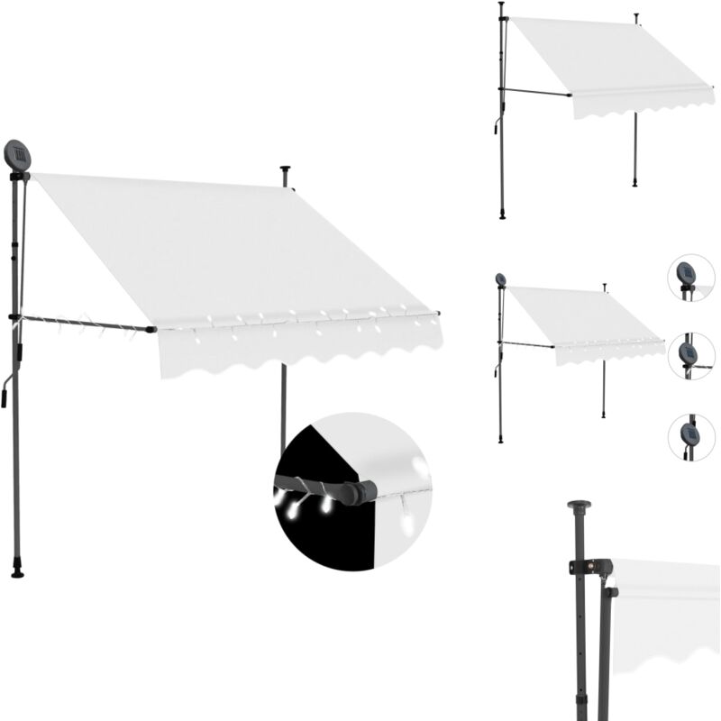 Auvent manuel rétractable avec LED 100 cm Crème - Auvent Retractable - Stores Exterieurs - Abri Soleil - Protection Solaire - Éclairage Led