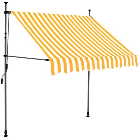Auvent manuel rétractable avec LED 150 cm Blanc et orange