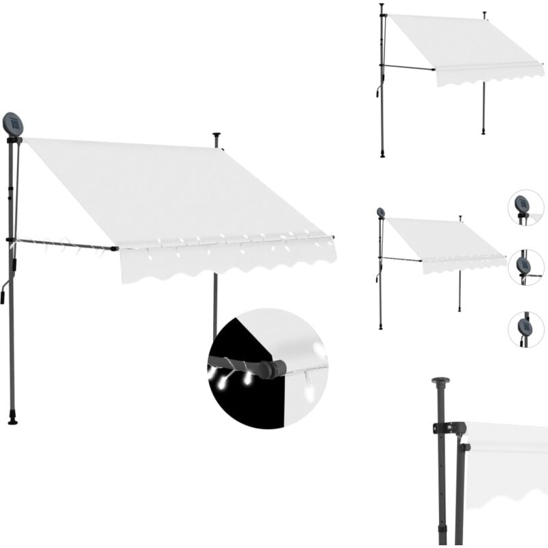 Auvent manuel rétractable avec LED 150 cm Crème - Auvent Retractable - Stores Exterieurs - Parasol - Abri Jardin - Protection Soleil