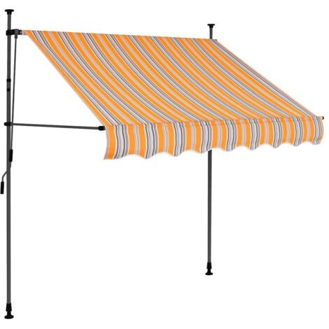 Auvent manuel rétractable avec LED 150 cm Jaune et bleu