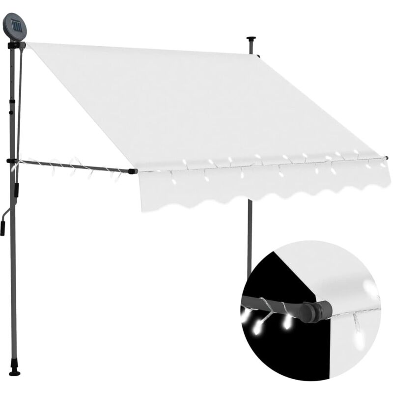 Auvent manuel rétractable avec LED 150 cm Crème