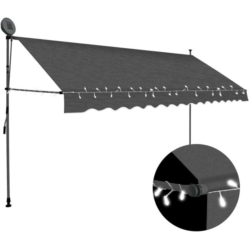 Auvent manuel rétractable avec led 400 cm Anthracite