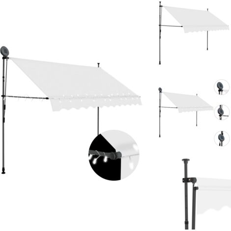 Auvent manuel rétractable avec LED 300 cm Crème - Auvent Retractable - Auvent Exterieur - Store Banne - Parasol - Abri Soleil