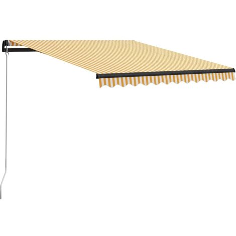 Auvent manuel rétractable avec LED 300x250 cm Jaune et blanc