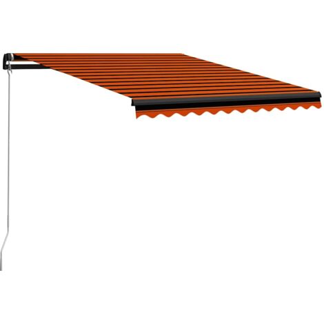 Auvent manuel rétractable avec LED 300x250 cm Orange et marron