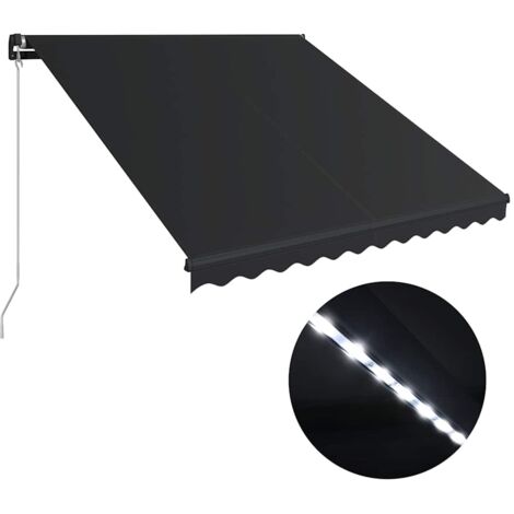 Auvent manuel rétractable avec LED 350x250 cm Anthracite
