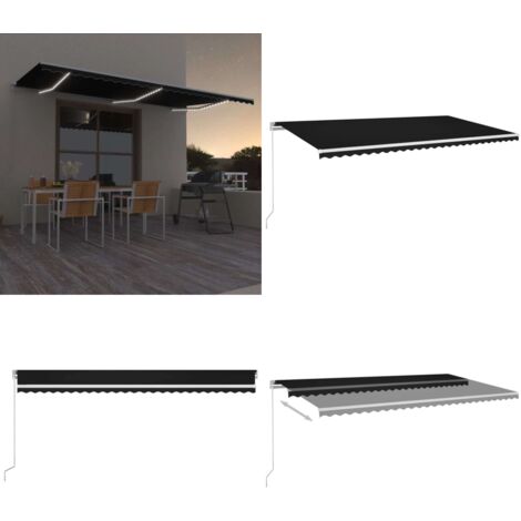 Auvent manuel rétractable avec LED 600x300 cm Anthracite - Store Exterieur - Auvent Retractable - Abri Soleil - Pergola Pliable - Terrasse Couverte - Home & Living