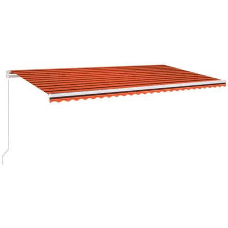Auvent manuel rétractable avec LED 600x300 cm Orange et marron