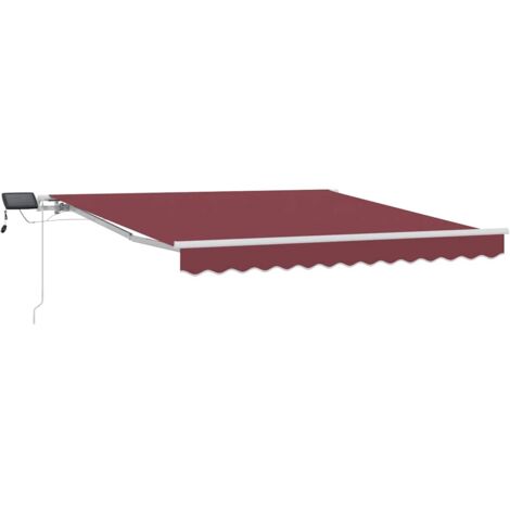 Auvent manuel rétractable avec LED bordeaux 300x250 cm