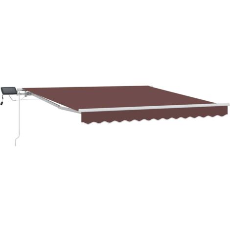 Auvent manuel rétractable avec LED marron 300x250 cm