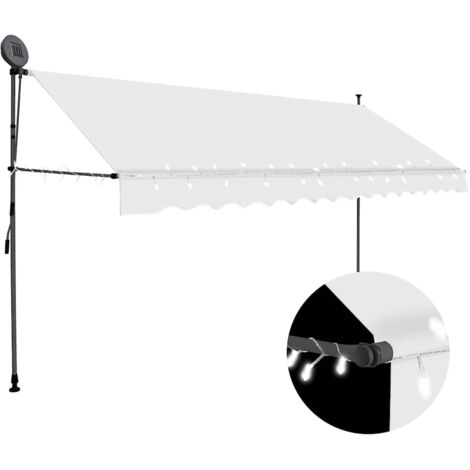 Auvent manuel rétractable avec LED-Store banne 400 cm Crème