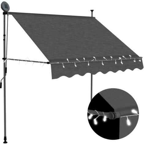 Auvent manuel rétractable avec LED  Store Banne Auvent de jardin 100 cm Anthracite 77438