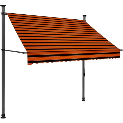 Auvent manuel rétractable avec LED  Store Banne Auvent de jardin 200 cm Orange et marron 24186
