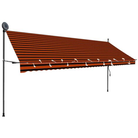 Auvent manuel rétractable avec LED  Store Banne Auvent de jardin 400 cm Orange et marron 90086