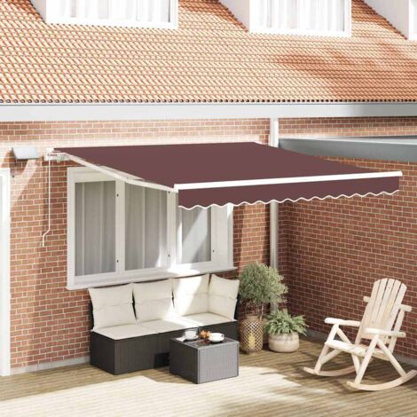 Auvent manuel rétractable avec LED-Store banne marron 300x250 cm 108467