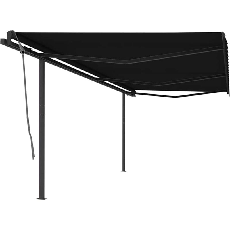 Auvent manuel rétractable avec poteaux 6x3 m Anthracite Vidaxl