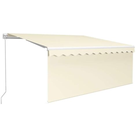 Auvent manuel rétractable avec store et LED 3x2,5 m Crème