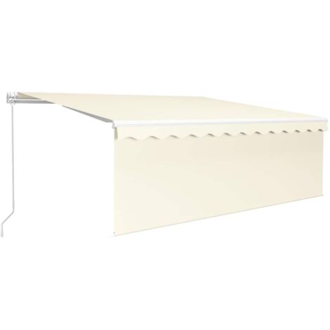 Auvent manuel rétractable avec store et LED 4x3 m Crème