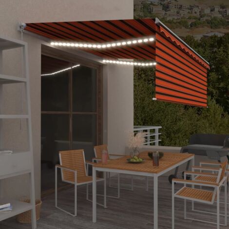 Auvent manuel rétractable avec store Store Banne Marquise 4x3 m Orange et marron 13394