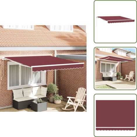 Auvent manuel rétractable bordeaux 300x250 cm - Auvent Retractable - Parasol - Abri Solaire - Protection Uv - Terrace