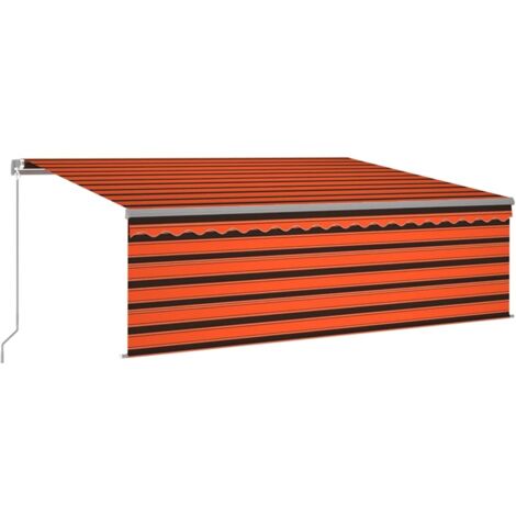 Auvent manuel rétractable et store LED 4,5x3 m Orange et marron