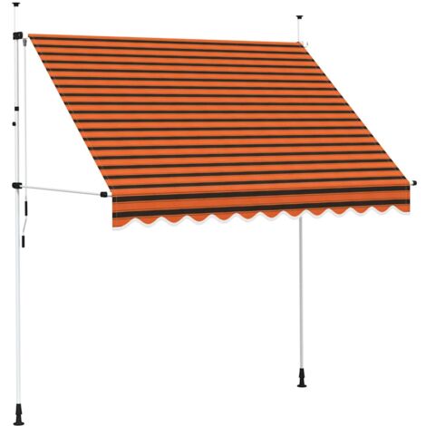 vidaXL Auvent Manuel Rétractable Auvent de Terrasse Banne de Jardin Store de Balcon Auvent d'Extérieur Dimensions Diverses Orange et Marron