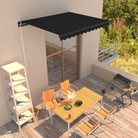 Auvent manuel rétractable-Store banne 350x250 cm Anthracite