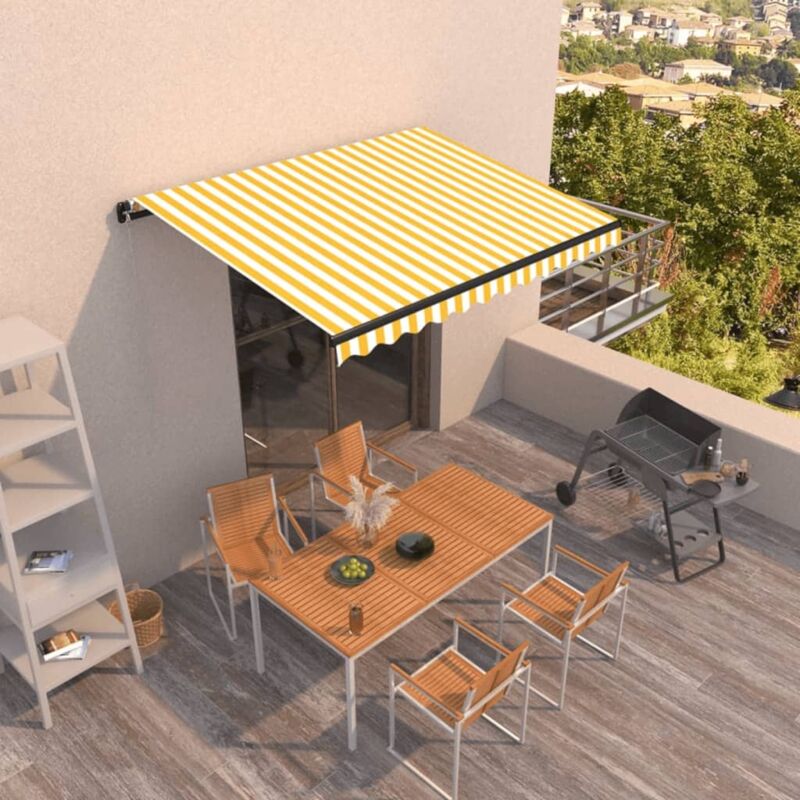 Maison Chic - Auvent manuel rétractable Store Banne Auvent de jardin 350x250 cm Jaune et blanc 51307